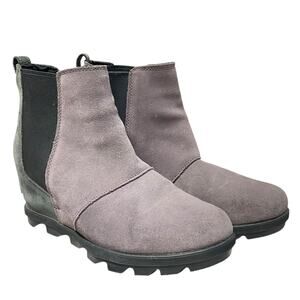 SOREL Joan of Arctic Wedge II Chelsea Boot Suede Purple Sage Size 10 NL3343-574